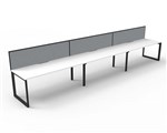 RAPID INFINITY DELUXE 3 PERSON LOOP LEG SINGLE SIDED WORKSTATION 1200 X 750 X 730MM GREY SCREEN  NATURAL WHITE TOP  BLACK FRAME