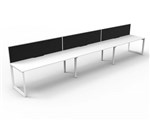 RAPID INFINITY DELUXE 3 PERSON LOOP LEG SINGLE SIDED WORKSTATION 1200 X 750 X 730MM BLACK SCREEN  NATURAL WHITE TOP  WHITE FRAME
