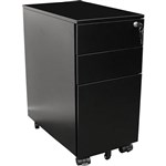 GO STEEL SLIMLINE MOBILE PEDESTAL 3 DRAWER 300 X 472 X 610MM BLACK