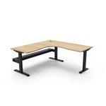 RAPIDLINE BOOST STATIC CORNER WORKSTATION WITH CABLE TRAY 1500 X 1500MM NATURAL OAK TOP  BLACK FRAME