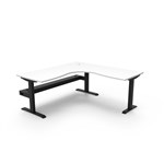 RAPIDLINE BOOST STATIC CORNER WORKSTATION WITH CABLE TRAY 1800 X 1500MM NATURAL WHITE TOP  BLACK FRAME