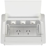 RAPIDLINE TABLE SURFACE MOUNTED SERVICE BOX 2GPO WHITE POWERCOAT