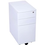 GO STEEL SLIMLINE MOBILE PEDESTAL 3 DRAWER 300 X 472 X 610MM WHITE CHINA
