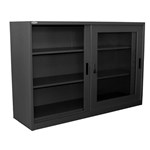STEELCO GD10151500GR GLASS SLIDING DOOR CUPBOARD 1015H X 1500W X 465D 1 SHELF GRAPHITE RIPPLE