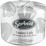 SORBENT LUXURY TOILET TISSUE 3 PLY 225 SHEETS CARTON 48