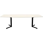 OM BOARDROOM TABLE BOAT SHAPED 2400 X 1200MM WHITEBLACK