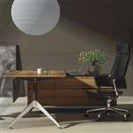 NOVARA EXECUTIVE DESK AND RIGHT HAND RETURN 2150 X 1850 X 750MM ZEBRANO TIMBER VENEER