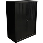 GO STEEL TAMBOUR DOOR CABINET 2 SHELVES 1016 X 1200 X 473MM BLACK