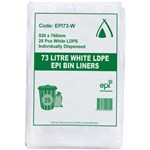 HUHTAMAKI LDPE BIN LINER EPI 73 LITRE WHITE ROLL 25