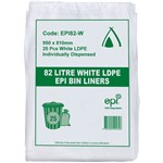 HUHTAMAKI LDPE BIN LINER EPI 82 LITRE WHITE ROLL 25