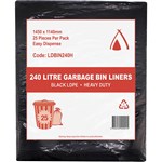 HUHTAMAKI HEAVY DUTY LDPE BIN LINER 240 LITRE 1450 X 1140MM BLACK PACK 25