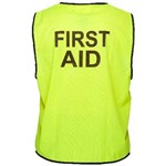 PRIME MOVER MV116 HI VIS VEST DAY USE PRINTED FIRST AID HOOK N LOOP CLOSURE YELLOW