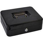 ITALPLAST I 06BLK DELUXE METAL CASH BOX 6 INCH 6 COMPARTMENT COIN TRAY WITH METAL LOCK HANDLE AND 2 KEYS BLACK