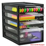 ITALPLAST I330BLK 4 DRAWER OFFICE ORGANISER CABINET BLACK