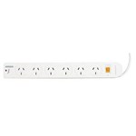 ITALPLAST I521 POWERBOARD 6 OUTLET WITH MASTER SWITCH SURGE AND OVERLOAD WHITE