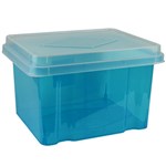 ITALPLAST I307 STORAGE BOX TRANSPARENT BLUE WITH CLEAR LID 32 LITRE