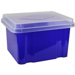 ITALPLAST I307 STORAGE BOX TRANSPARENT PURPLE WITH CLEAR LID 32 LITRE