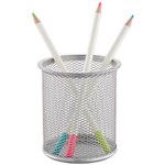 ITALPLAST I343S WIRE MESH PEN PENCIL CUP SILVER