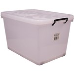 ITALPLAST I425 STORAGE BOX WITH ROLLERS CLEAR 90 LITRE
