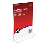 DEFLECTO 47801 MENU  SIGN HOLDER DOUBLE SIDED PORTRAIT A4 CLEAR