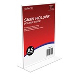 DEFLECTO 47901 MENU  SIGN HOLDER DOUBLE SIDED PORTRAIT A5 CLEAR