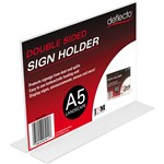 DEFLECTO 47911 SIGN AND DOCUMENT HOLDER DOUBLE SIDED LANDSCAPE A5 CLEAR