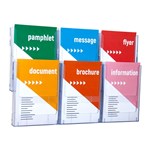 DEFLECTO LITLOC BROCHURE HOLDER WALL DISPLAY 2TIER 6 X A5 CLEAR