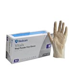 MEDICOM VITALS VINYL POWDER FREE GLOVES CLEAR MEDIUM PACK 100