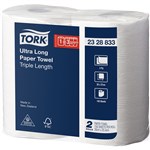 TORK ULTRA LONG TRIPLE LENGTH KITCHEN ROLL 2 PLY 156 SHEETS WHITE PACK 2