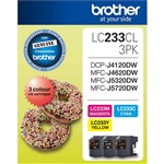 BROTHER LC233CL3PKS INKJET CARTRIDGE CYAN YELLOW MAGENTA VALUE PACK 3