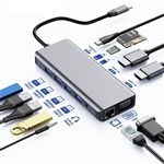 ASTROTEK USBC DOCKING STATION 12 IN 1 MULTIPORT GREY