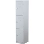 STEELCO PERSONNEL LOCKER 3 DOOR 380MM SILVER GREY