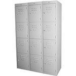 STEELCO PERSONNEL LOCKER 4 DOOR BANK OF 3 LATCHLOCK 380MM SILVER GREY