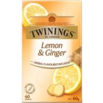 TWININGS TEA BAGS HERBAL FLAVOURED INFUSION LEMON AND GINGER PACK 40