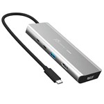 J5CREATE USB4 DUAL DISPLAY 4K MULTIPORT DOCKING HUB FEATURING INTEL USB4 CONTROLLER SILVER