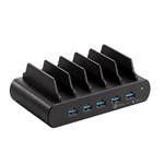 SHINTARO MULTI 5PORT GAN CHARGERDOCK WITH BAYS 150W 5 USBA AND USBC BLACK