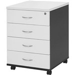OXLEY MP4 MOBILE PEDESTAL 4 DRAWER LOCKABLE 25MM TOPSIDE WHITEIRONSTONE
