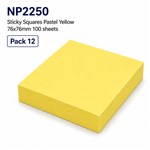 WRITER STICKY SQUARES 76 X 76MM 100SHEETS YELLOW PACK 12