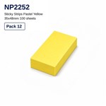 WRITER STICKY STRIPS 35 X 48MM 100 SHEETS PASTEL YELLOW PACK 12