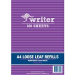 WRITER LOOSE LEAF REFILL REINFORCED 7MM RULED 60GSM A4 100 SHEET