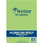 WRITER LOOSE LEAF REFILLS REINFORCED 7MM RULED 57GSM A4 500 SHEETS
