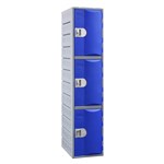 STEELCO HEAVY DUTY HDPE LOCKER 3 TIER FULL HEIGHT 1800 X 385 X 500MM