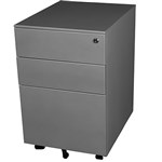 STEELCO TL2B1FSS TRIMLINE MOBILE PEDESTAL WITH 2 STANDARD AND 1 FILE DRAWER 615H X 390W X 500DMM SATIN SILVER