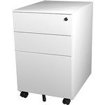 STEELCO TL2B1FWS TRIMLINE MOBILE PEDESTAL WITH 2 STANDARD AND 1 FILE DRAWER 615H X 390W X 500DMM WHITE SATIN