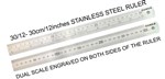 RULER OSMER 30CM12INCH DUAL SCALE STAINLESS STEEL