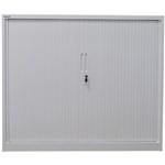 STEELCO TAMBOUR DOOR CABINET 2 SHELVES 1015 X 1200 X 463MM WHITE SATIN