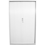 STEELCO TAMBOUR DOOR CABINET 3 SHELVES 1200 X 1200 X 463MM WHITE SATIN