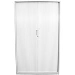 STEELCO TAMBOUR DOOR CABINET 3 SHELVES 1200 X 900 X 463MM WHITE SATIN