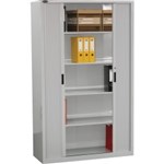 STEELCO TAMBOUR DOOR CABINET 3 SHELVES 1320 X 1200 X 463MM SILVER GREY