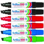 ARTLINE 100 PERMANENT MARKER CHISEL 12MM ASSORTED PACK 6